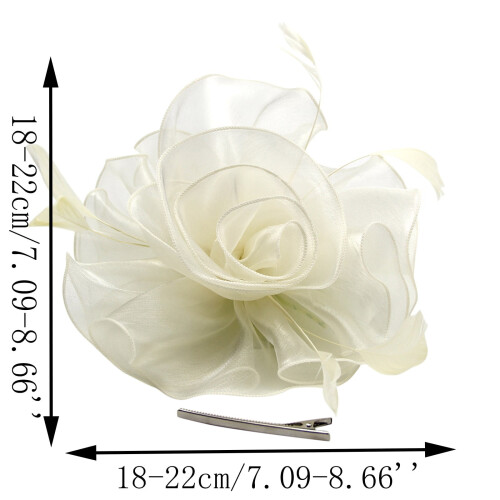 Cappello Derby da donna rosa acceso con fiori, piume e rete per capelli 1