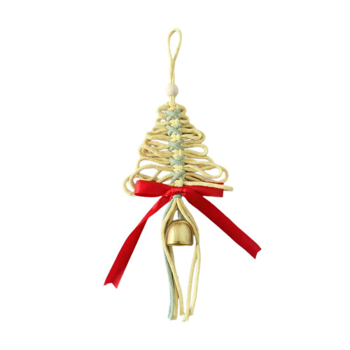Rustic Linen Christmas Ornaments - Yellow Tree Decor, 2 Pack 1