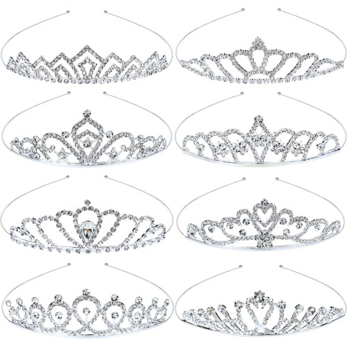 Tiara de Princesa com Cristais e Strass Prateado - Pacote com 12 Unidades 1