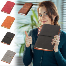 Caderno A5 com capa de couro, recarregável, papel de 100 g/m²