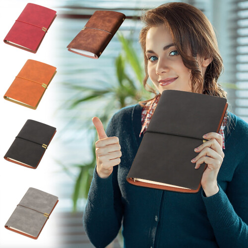 Carnet à reliure cuir A5 rechargeable, papier 100 g/m²