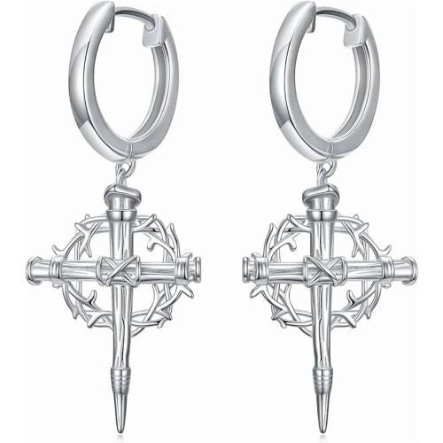 925 Sterling Sølv Ankh Hoop & CZ Øreringe