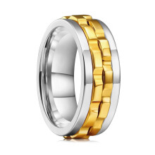 Punk Rotating Ring for Men Stainless Steel Silver Gold