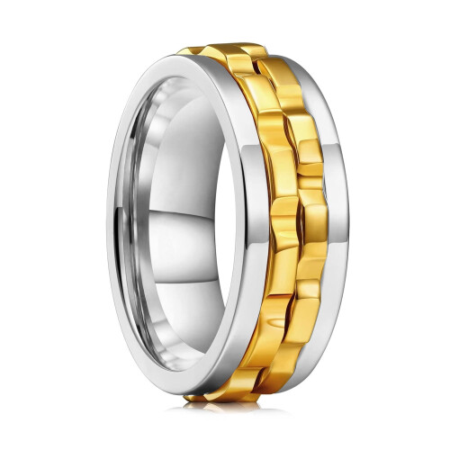 Punk Rotating Ring for Men Stainless Steel Silver Gold