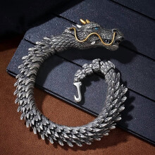Vintage armband i rostfritt stål med drakehuvud för män, 18 cm