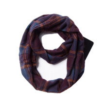 Rutet skjerf med glidelås for dame, polyester, 185x65cm
