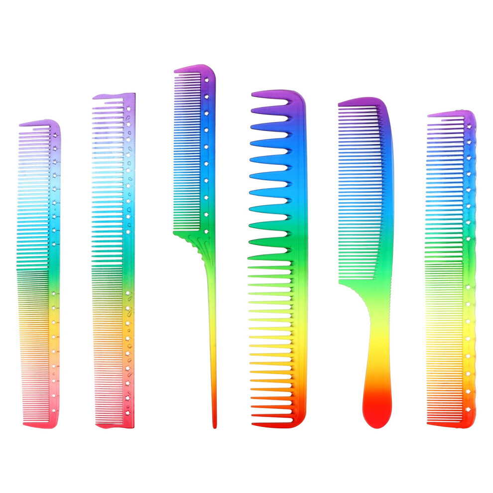 Rainbow Hair Comb Salon Cutting Comb 6pcs