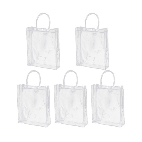 Wiederverwendbare, transparente PVC-Tragetaschen – 5er-Set
