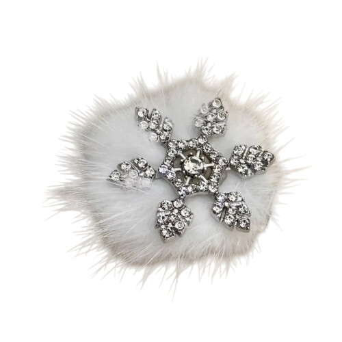 Fermaglio per capelli a forma di fiocco di neve con strass e becco d'anatra