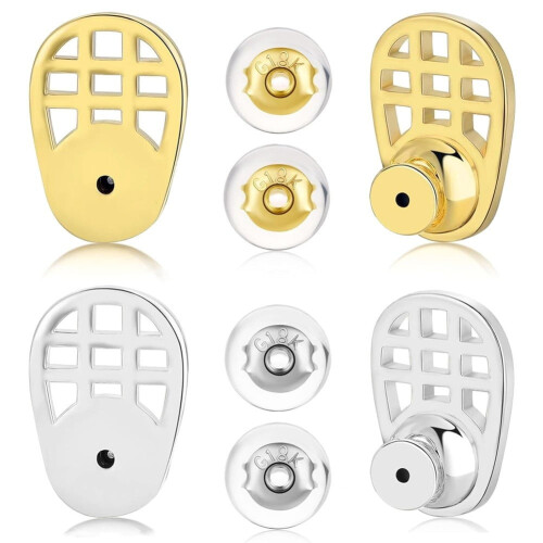 Supporti per lobo dell'orecchio geometrici – Confezione da 4 pezzi, oro e oro bianco