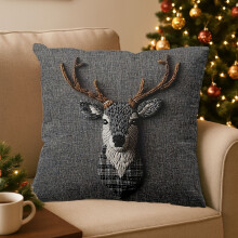 Fundas de cojín navideñas de 45x45 cm, de algodón con cremallera oculta.