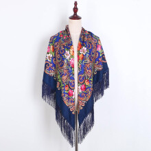 Flerfarget, folketrykket firkantet skjerf for kvinner, chiffon, 140 cm