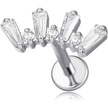 Σκουλαρίκι CZ από ανοξείδωτο ατσάλι 16G – 6mm & 8mm
