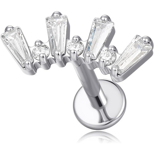 Σκουλαρίκι CZ από ανοξείδωτο ατσάλι 16G – 6mm & 8mm