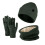 Conjunto feminino de gorro, cachecol e luvas em tricô verde militar 1