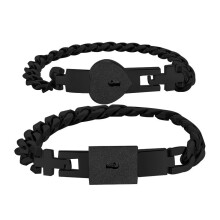 Matchende hjertelås-pararmbånd i rustfritt stål