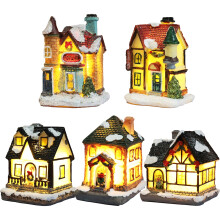 Karácsonyi világító ház miniatűr világító falu