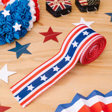 Jute lint met Amerikaanse vlag, 6 cm x 5 m