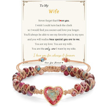 Jasper Heart Bracelet Natural Stone 1 Piece