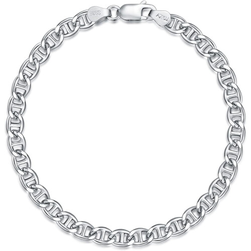 925 Sterling Silver Mariner Chain Armband 4mm 1