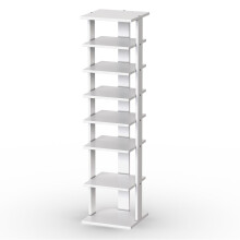 Wood Shoe Rack - 8-Tier Vertical Organizer, White