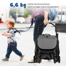 Poussette de voyage pliable avec dossier inclinable et réglable, grise
