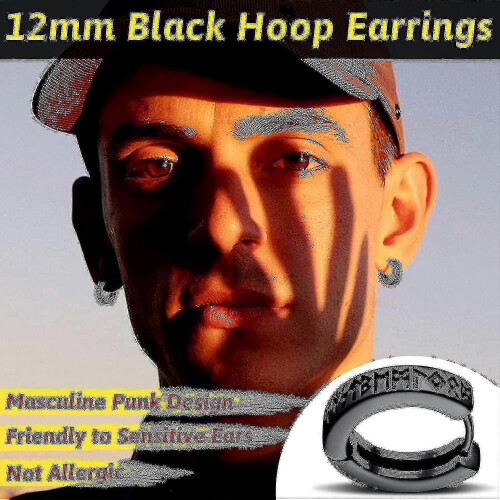 Boucles d'oreilles créoles runiques vikings 12 mm 1