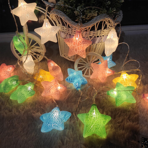 Luci a stringa LED Crackle Star da 9,8 piedi (3 metri), 10 lampade, multicolore 1