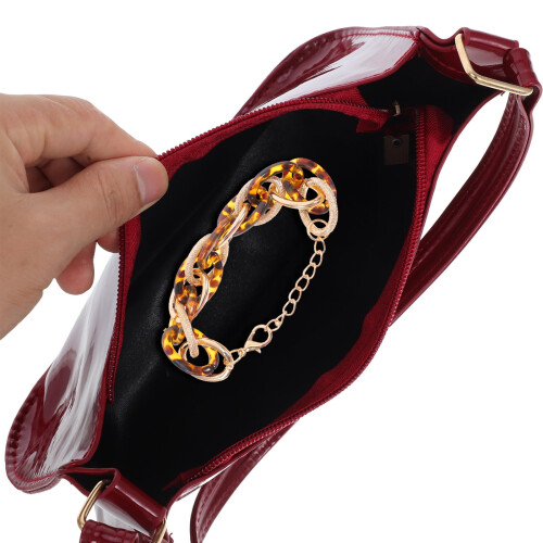 Rote Mini-Schultertasche aus PU für Damen 2