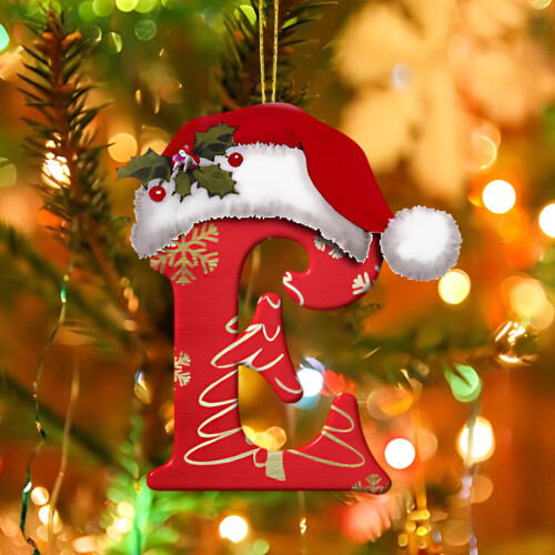 Christmas Letter Ornament Red Hat Initial E Xmas Tree 2