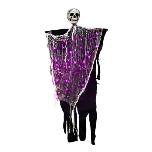Purple LED Hanging Ghost Skull Decoration, 37 x 17 in 1