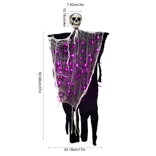 Purple LED Hanging Ghost Skull Decoration, 37 x 17 in 2
