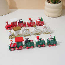 Wooden Christmas Train Ornament Mini Toy Figure Green