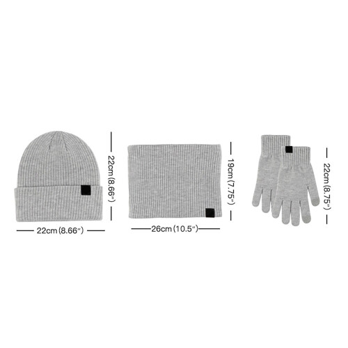Conjunto feminino de gorro, cachecol e luvas de lã tricotada 2