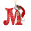 Christmas Letter Ornaments Red Hat Initials A-Z 27 pcs 6