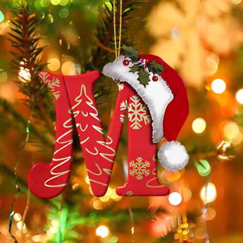 Christmas Letter Ornaments Red Hat Initials A-Z 27 pcs 1