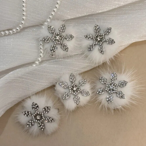 Fermaglio per capelli a forma di fiocco di neve con strass e becco d'anatra 2