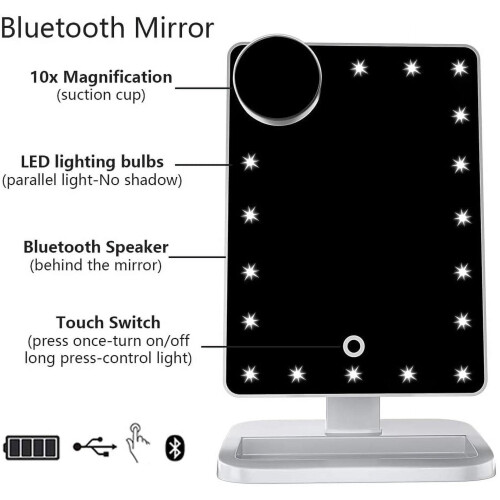 Φωτιζόμενος καθρέφτης μπάνιου με ηχείο Bluetooth και χειριστήριο αφής 1