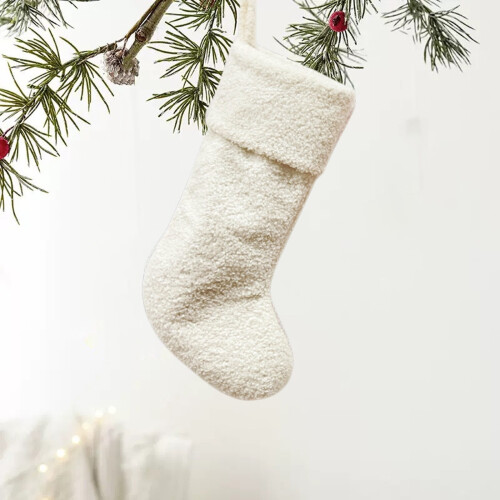 18 Zoll weißer rustikaler Weihnachtsstrumpf