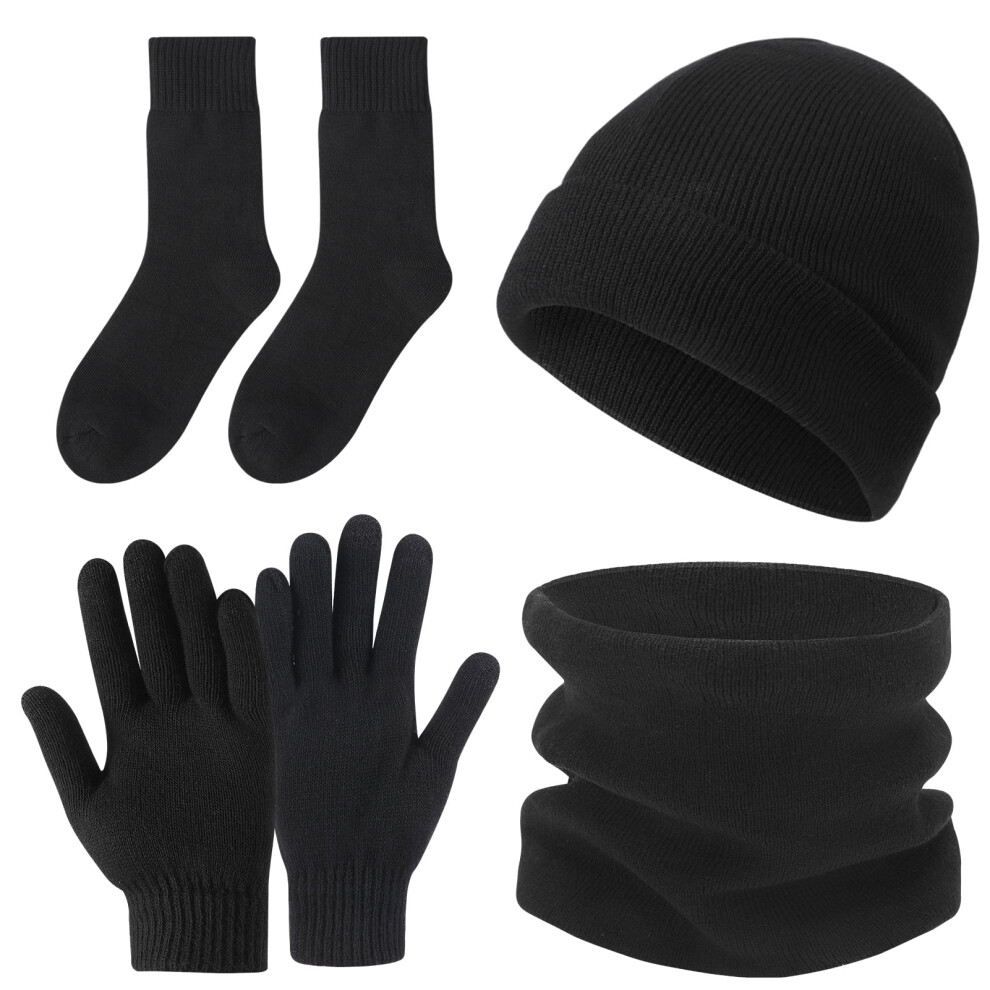 4-Piece Winter Set: Beanie, Scarf, Touchscreen Gloves &-image-OPC-PTJNR7V-NEW