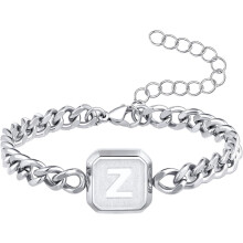 Pulsera cubana ajustable de acero inoxidable para hombre con