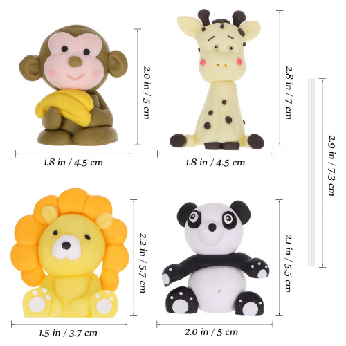 4-teiliges Set mit Tier-Kuchensteckern – Giraffe, Panda, Löwe, Bär 1