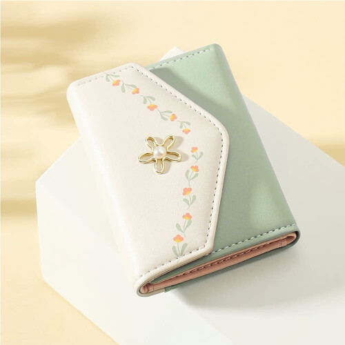 Women's Tri-Fold Leather Wallet with RFID Blocking and ID 2