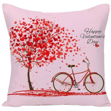 Valentijns pluche kussensloop 45x45cm Leuke vrachtwagen & rozen