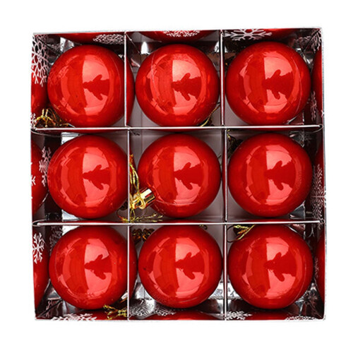 Plastic Pearl Christmas Baubles 9pcs