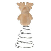Christmas Deer Tree Topper with Spring Base, Khaki or Brown