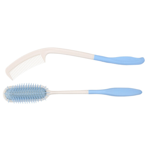 Escova de cabelo com cabo longo e almofada de ar, com base ergonômica de borracha. 1