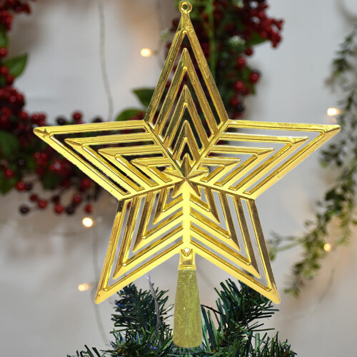Christmas Tree Top Star Decoration Yellow Plastic