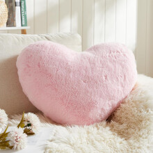 Pink Heart Pillow – Faux Rabbit Fur, 30cm