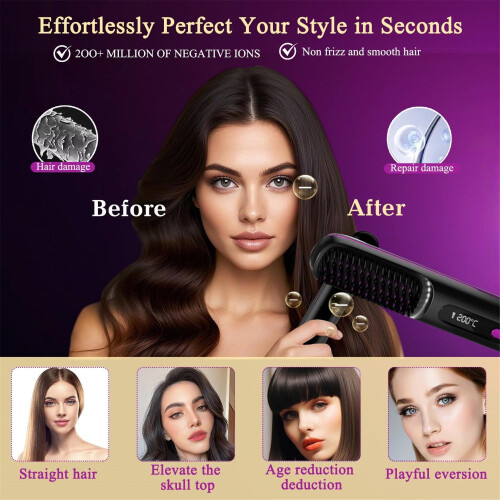 Numoya Go Brush Pro bärbar hårplattningsborste 2